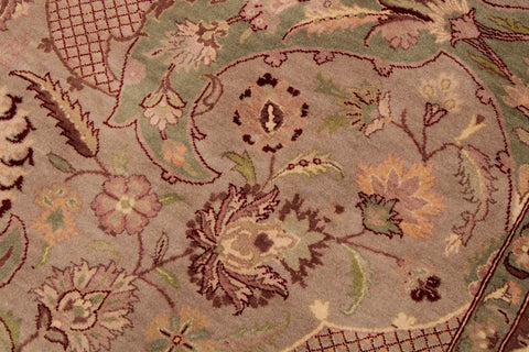 handmade Traditional Agra #2 Taupe Green Hand Knotted RECTANGLE 100% WOOL area rug 9x12