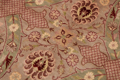 handmade Traditional Agra #2 Taupe Green Hand Knotted RECTANGLE 100% WOOL area rug 9x12