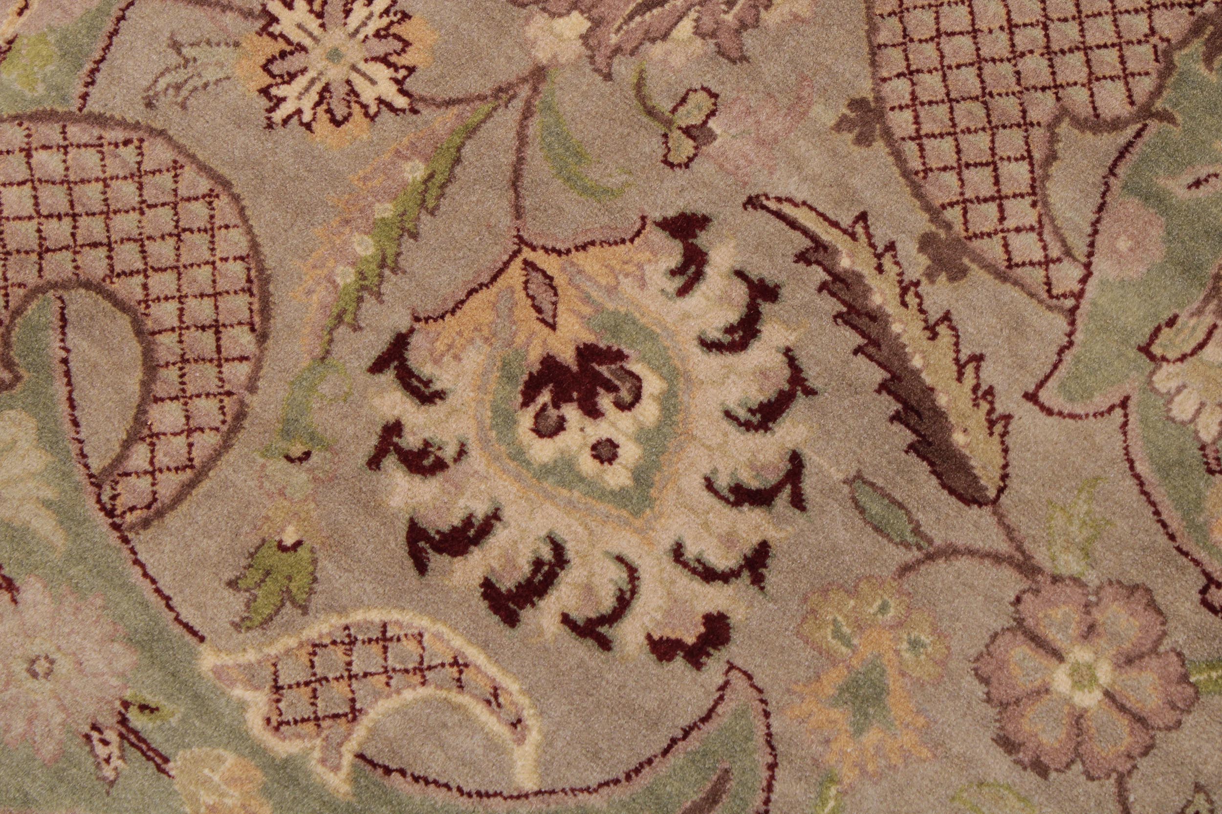 handmade Traditional Agra #2 Taupe Green Hand Knotted RECTANGLE 100% WOOL area rug 9x12