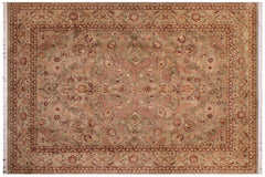 handmade Traditional Agra #2 Taupe Green Hand Knotted RECTANGLE 100% WOOL area rug 9x12