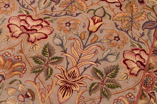 handmade Transitional Lily Taupe Red Hand Knotted RECTANGLE 100% WOOL area rug 9x12