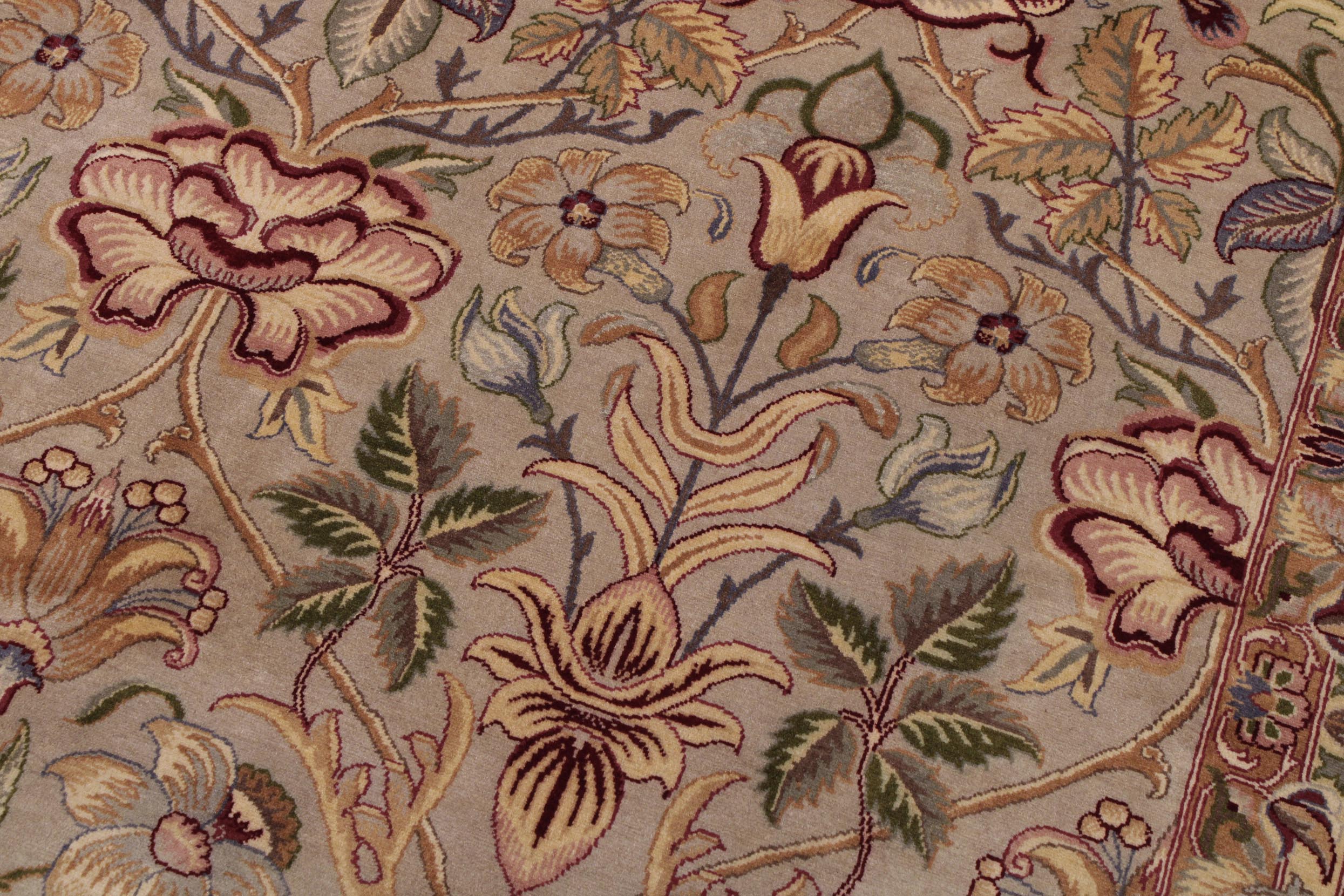 handmade Transitional Lily Taupe Red Hand Knotted RECTANGLE 100% WOOL area rug 9x12