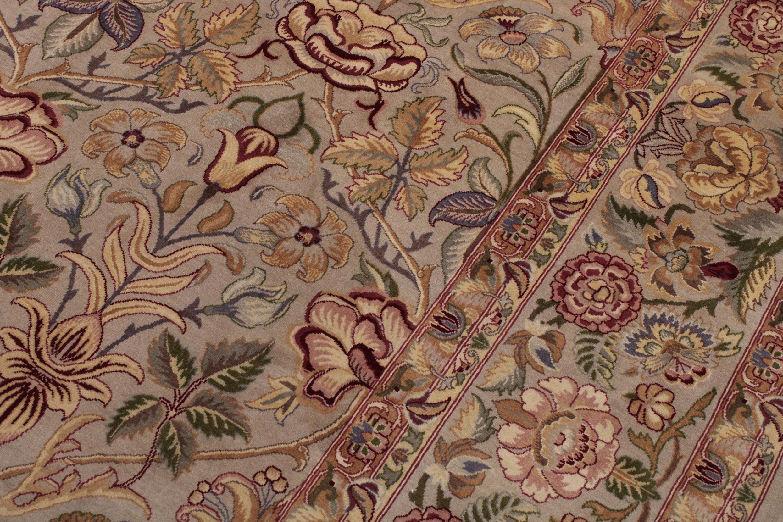 handmade Transitional Lily Taupe Red Hand Knotted RECTANGLE 100% WOOL area rug 9x12
