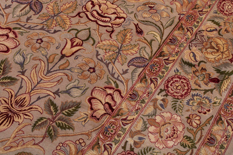 handmade Transitional Lily Taupe Red Hand Knotted RECTANGLE 100% WOOL area rug 9x12