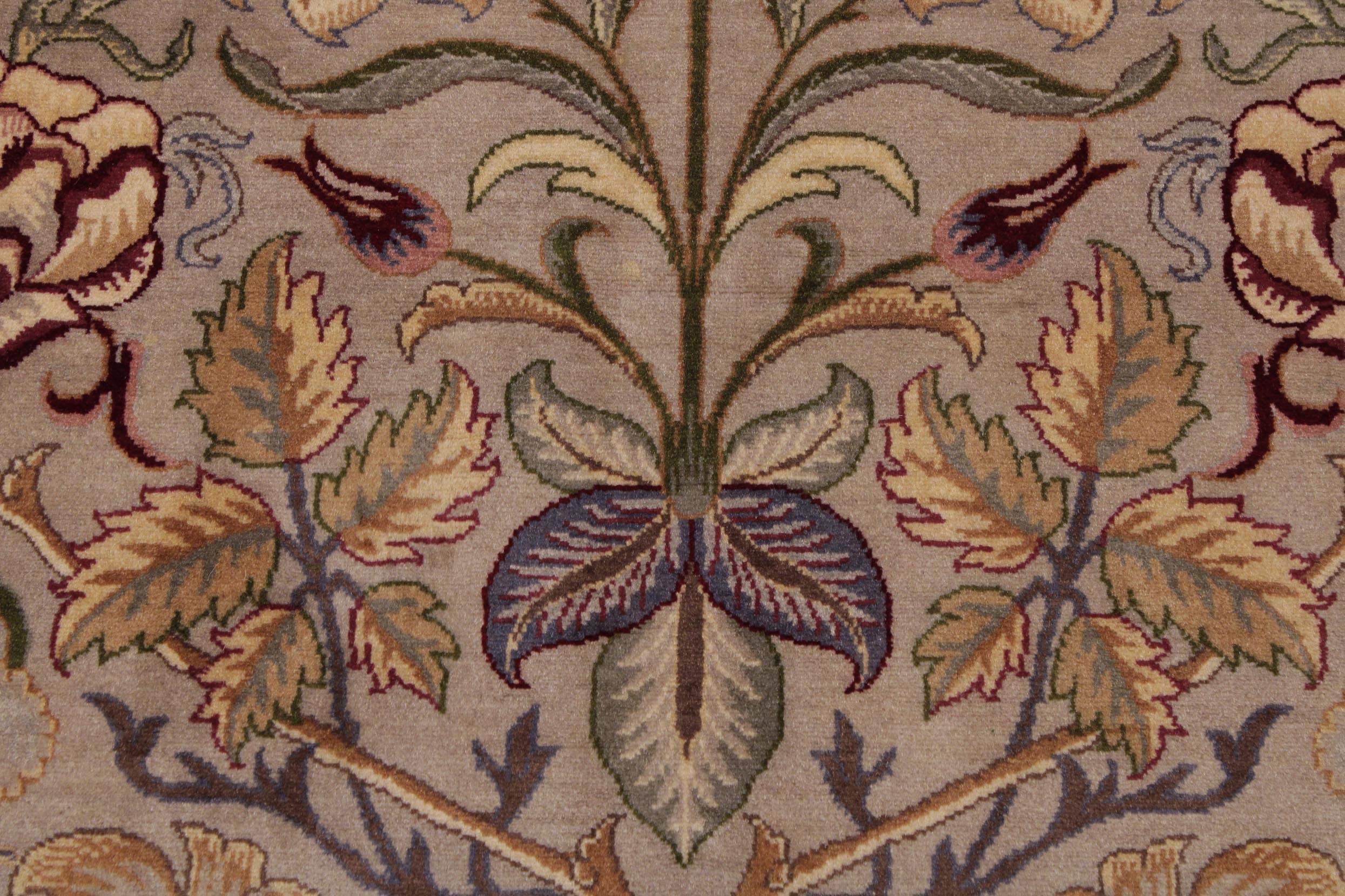 handmade Transitional Lily Taupe Red Hand Knotted RECTANGLE 100% WOOL area rug 9x12