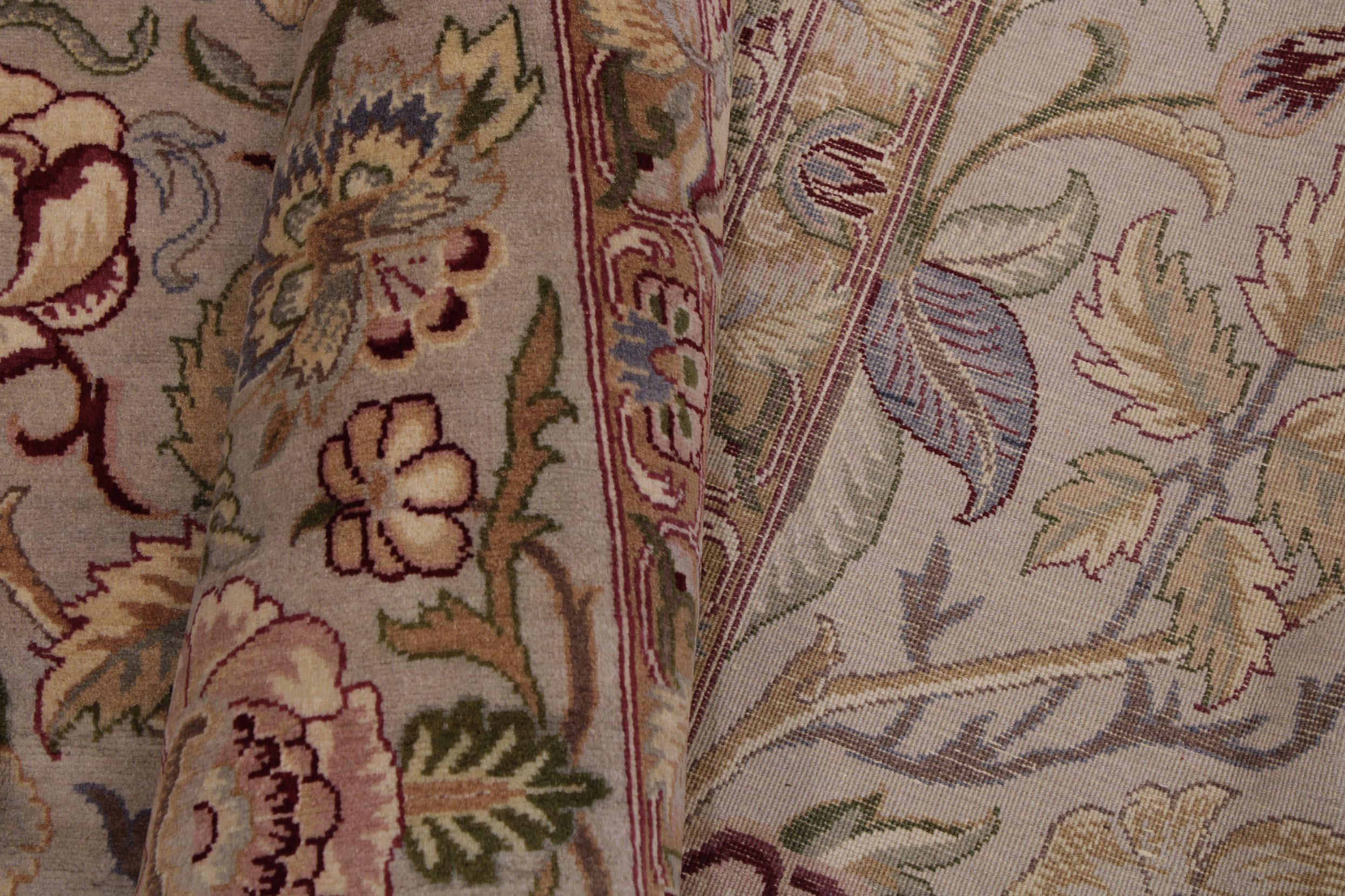 handmade Transitional Lily Taupe Red Hand Knotted RECTANGLE 100% WOOL area rug 9x12