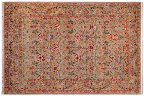 handmade Transitional Lily Taupe Red Hand Knotted RECTANGLE 100% WOOL area rug 9x12