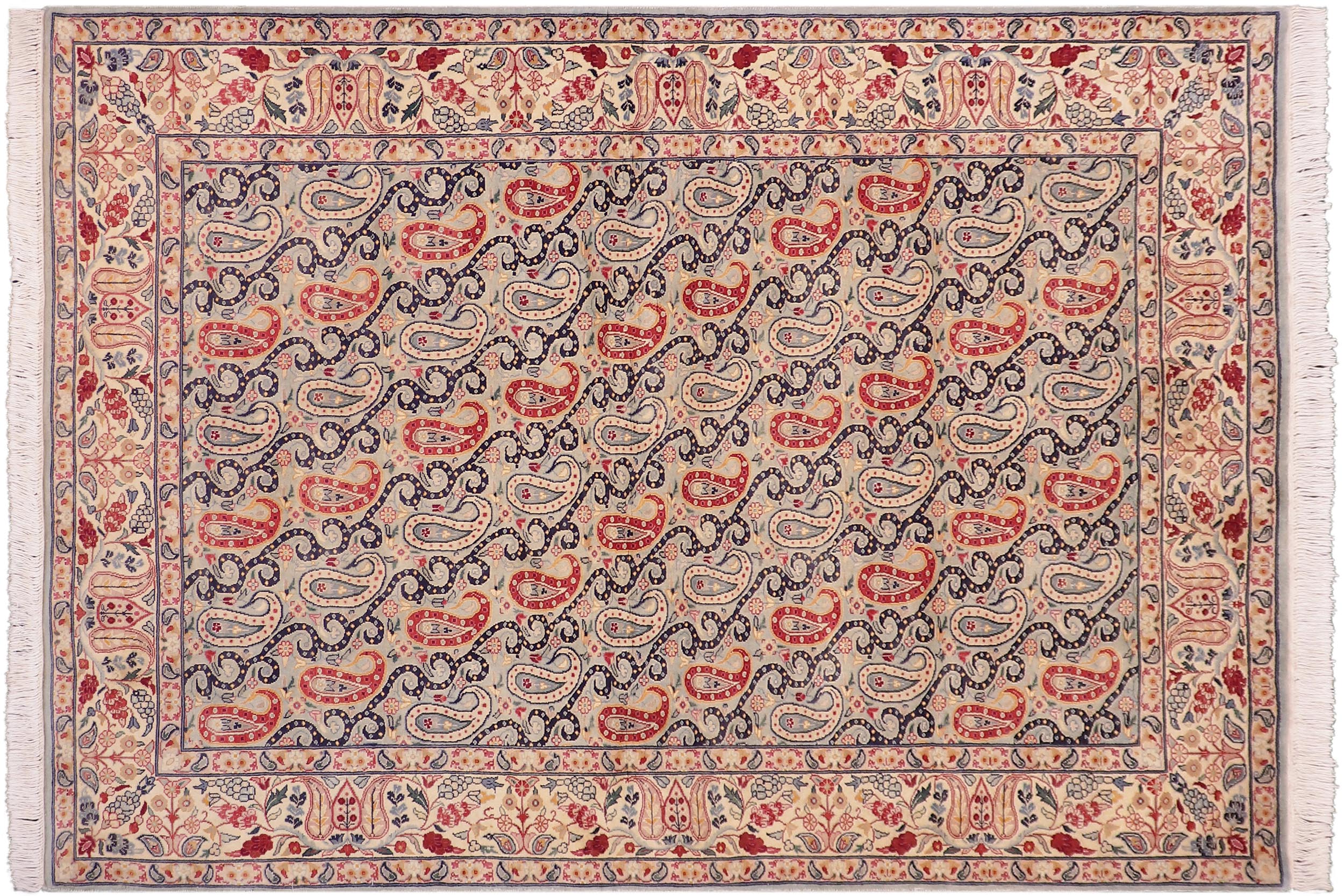 handmade Transitional Guhm Blue Beige Hand Knotted RECTANGLE 100% WOOL area rug 5x7