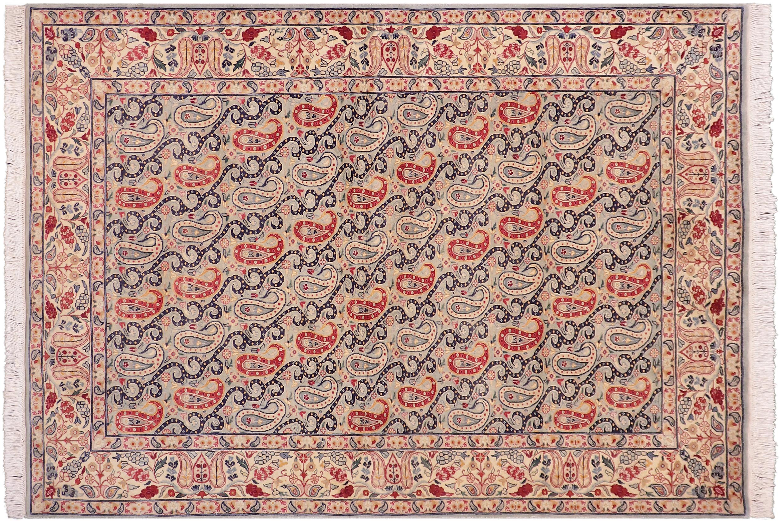 handmade Transitional Guhm Blue Beige Hand Knotted RECTANGLE 100% WOOL area rug 5x7