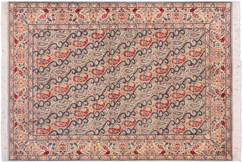 handmade Transitional Guhm Blue Beige Hand Knotted RECTANGLE 100% WOOL area rug 5x7