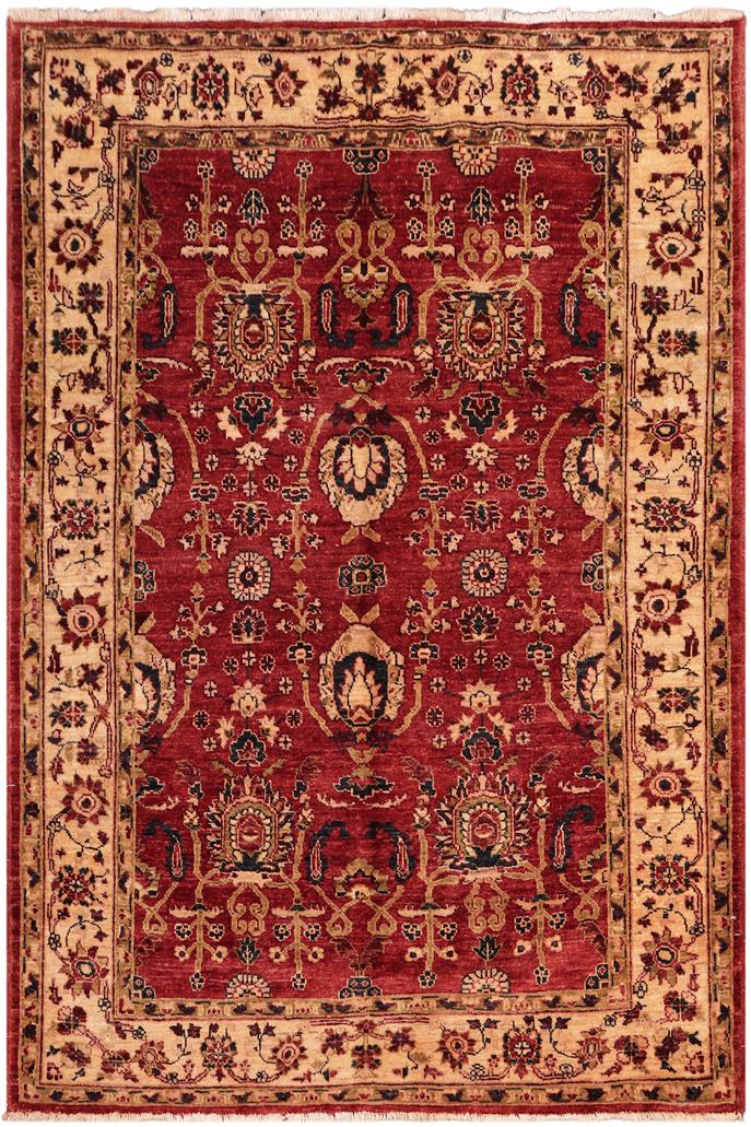 handmade Traditional Kafkaz Red Ivory Hand Knotted RECTANGLE 100% WOOL area rug 5 x 6