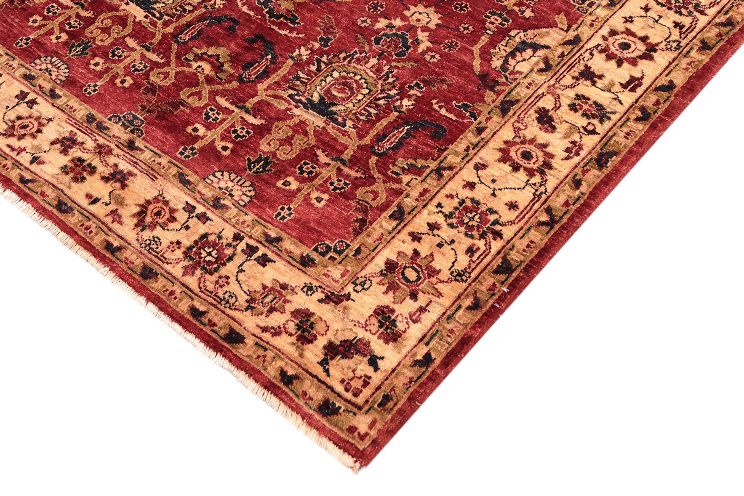 handmade Traditional Kafkaz Red Ivory Hand Knotted RECTANGLE 100% WOOL area rug 5x6