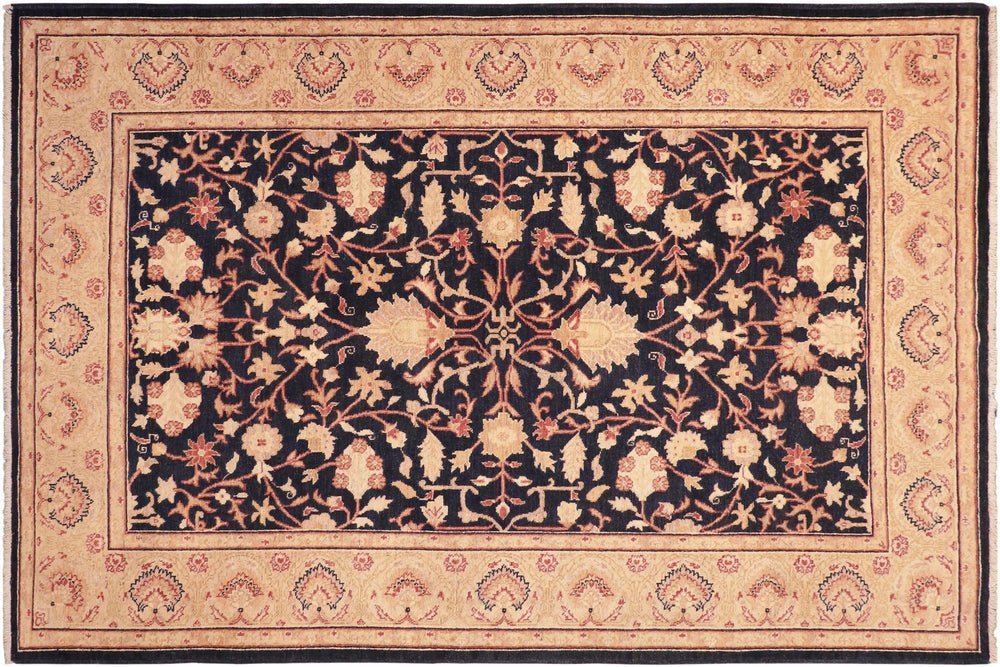 handmade Traditional Kafkaz Blue Tan Hand Knotted RECTANGLE 100% WOOL area rug 5x7