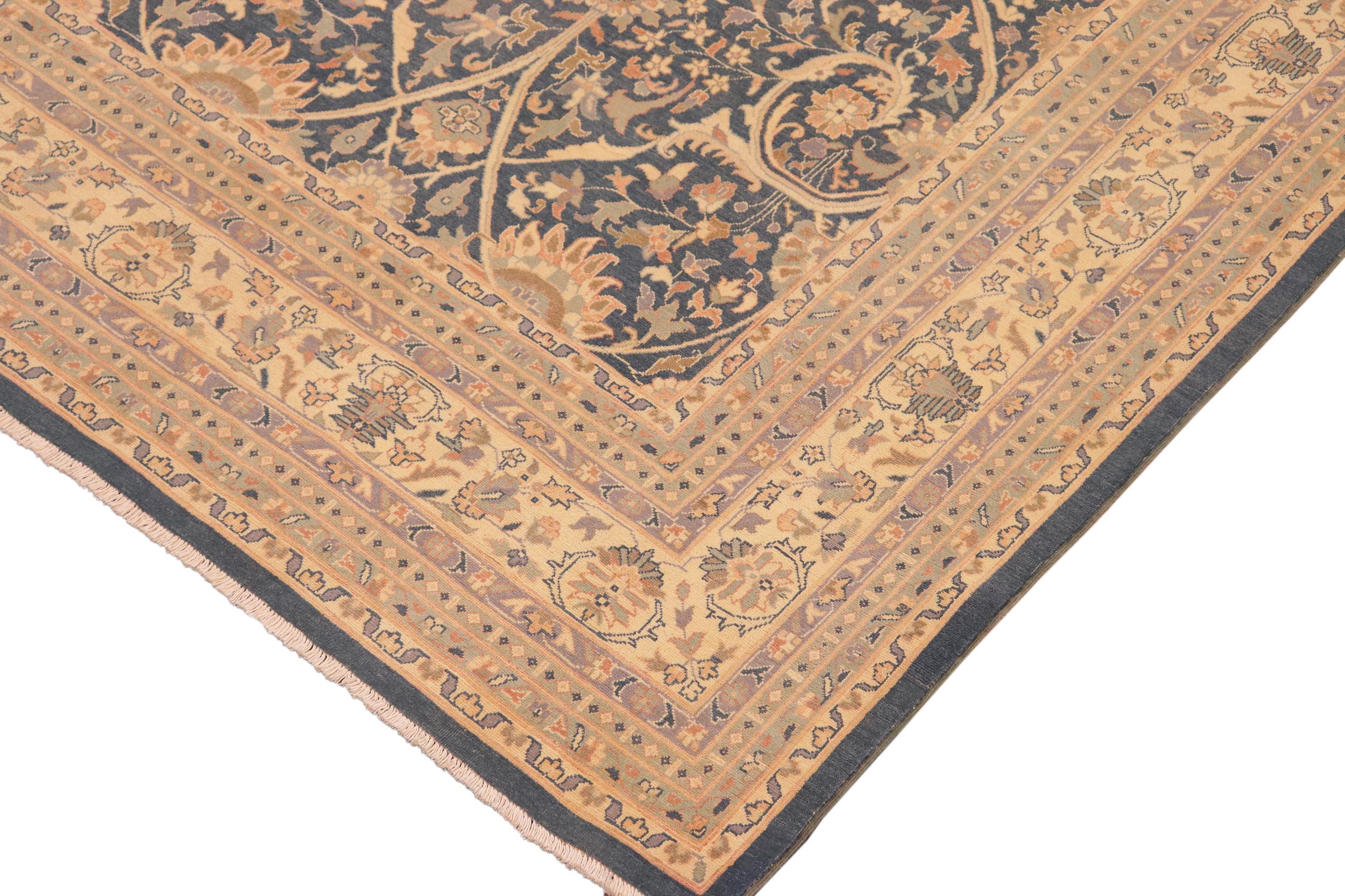 handmade Traditional Kafkaz Green Ivory Hand Knotted RECTANGLE 100% WOOL area rug 10x14