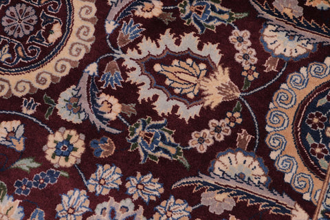handmade Transitional Agra Tabriz Maroon Blue Hand Knotted RECTANGLE 100% WOOL area rug 5x7