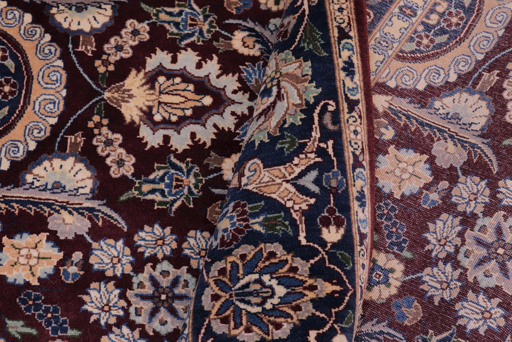 handmade Transitional Agra Tabriz Maroon Blue Hand Knotted RECTANGLE 100% WOOL area rug 5x7