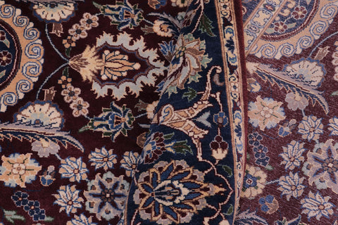 handmade Transitional Agra Tabriz Maroon Blue Hand Knotted RECTANGLE 100% WOOL area rug 5x7