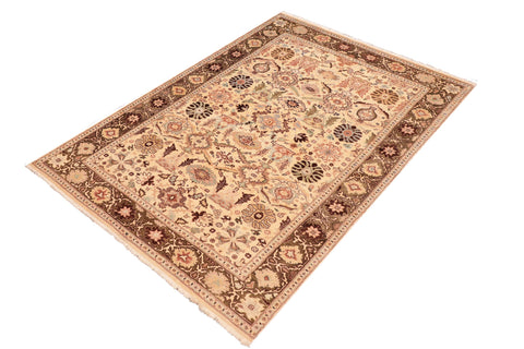 handmade Transitional Sultanabad Beige Green Hand Knotted RECTANGLE 100% WOOL area rug 5x7