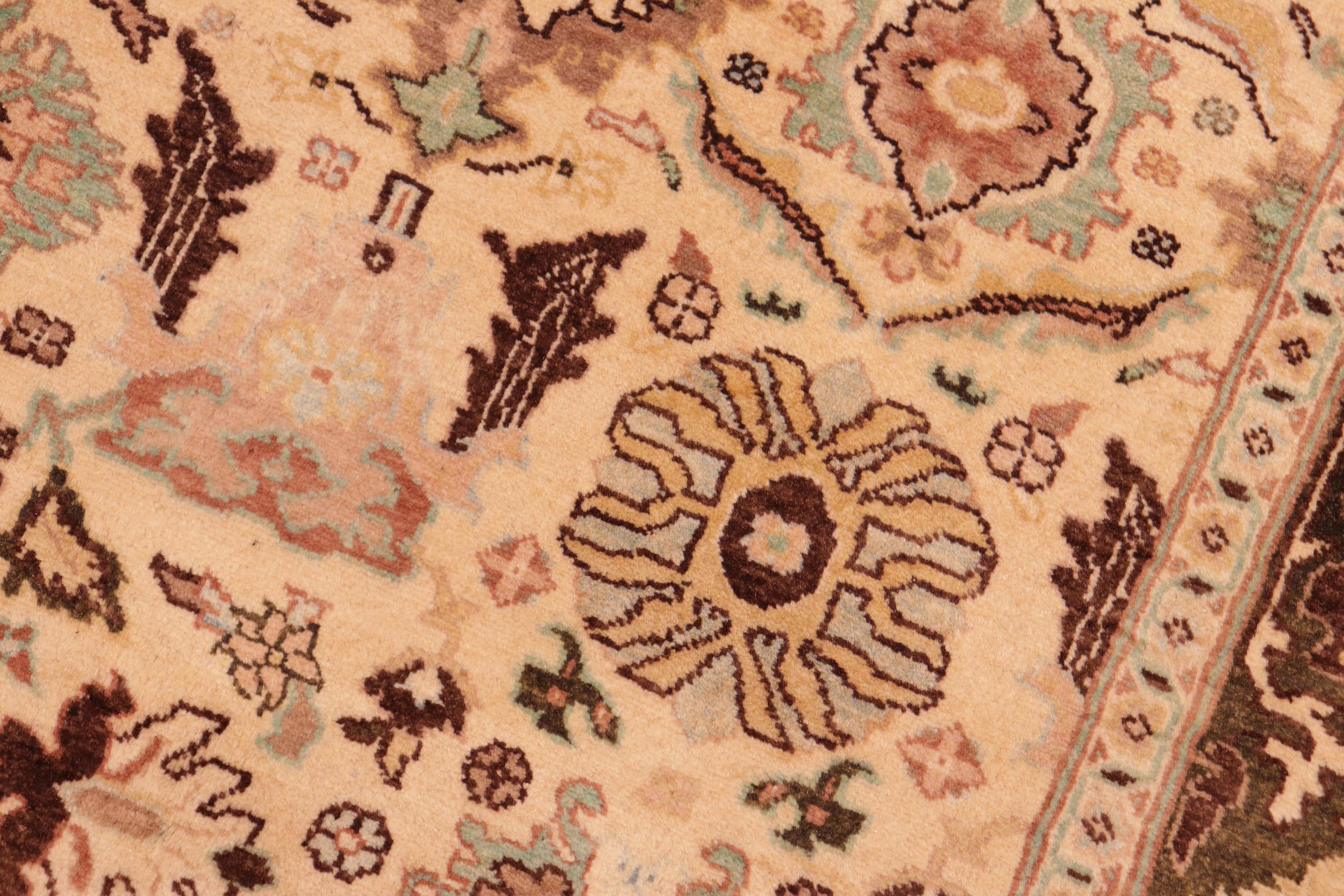 handmade Transitional Sultanabad Beige Green Hand Knotted RECTANGLE 100% WOOL area rug 5 x 7