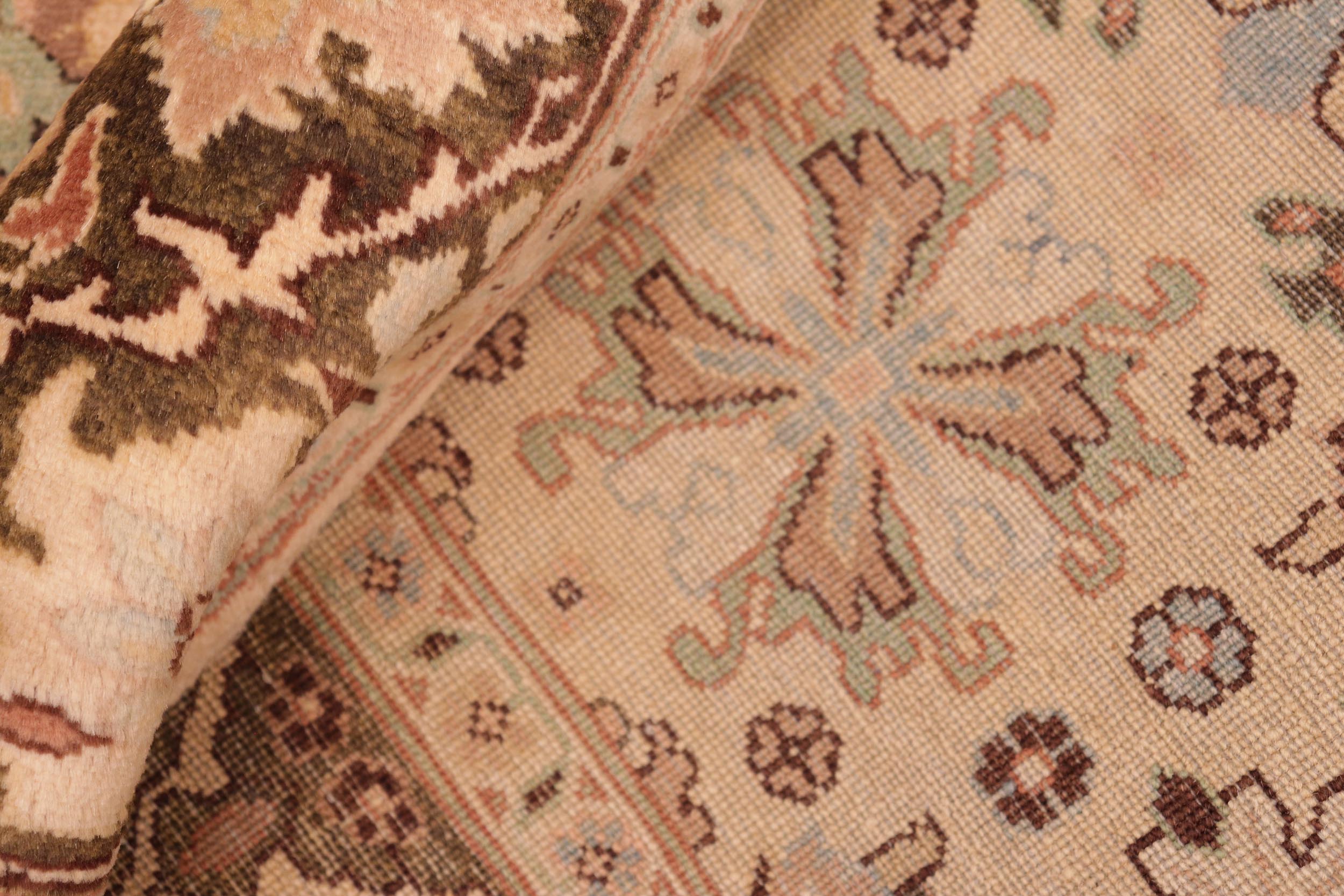 handmade Transitional Sultanabad Beige Green Hand Knotted RECTANGLE 100% WOOL area rug 5 x 7