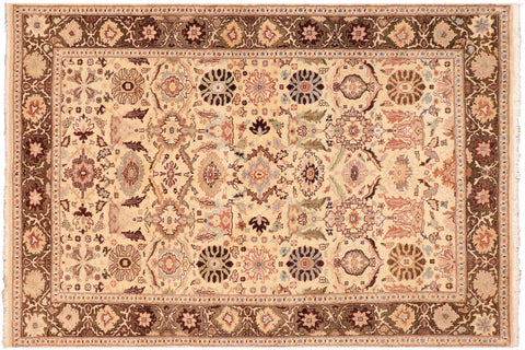 handmade Transitional Sultanabad Beige Green Hand Knotted RECTANGLE 100% WOOL area rug 5x7