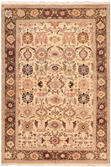 Traditional Sultanabad Catharin Beige Green Hand Knotted Area rugs 5 x 7