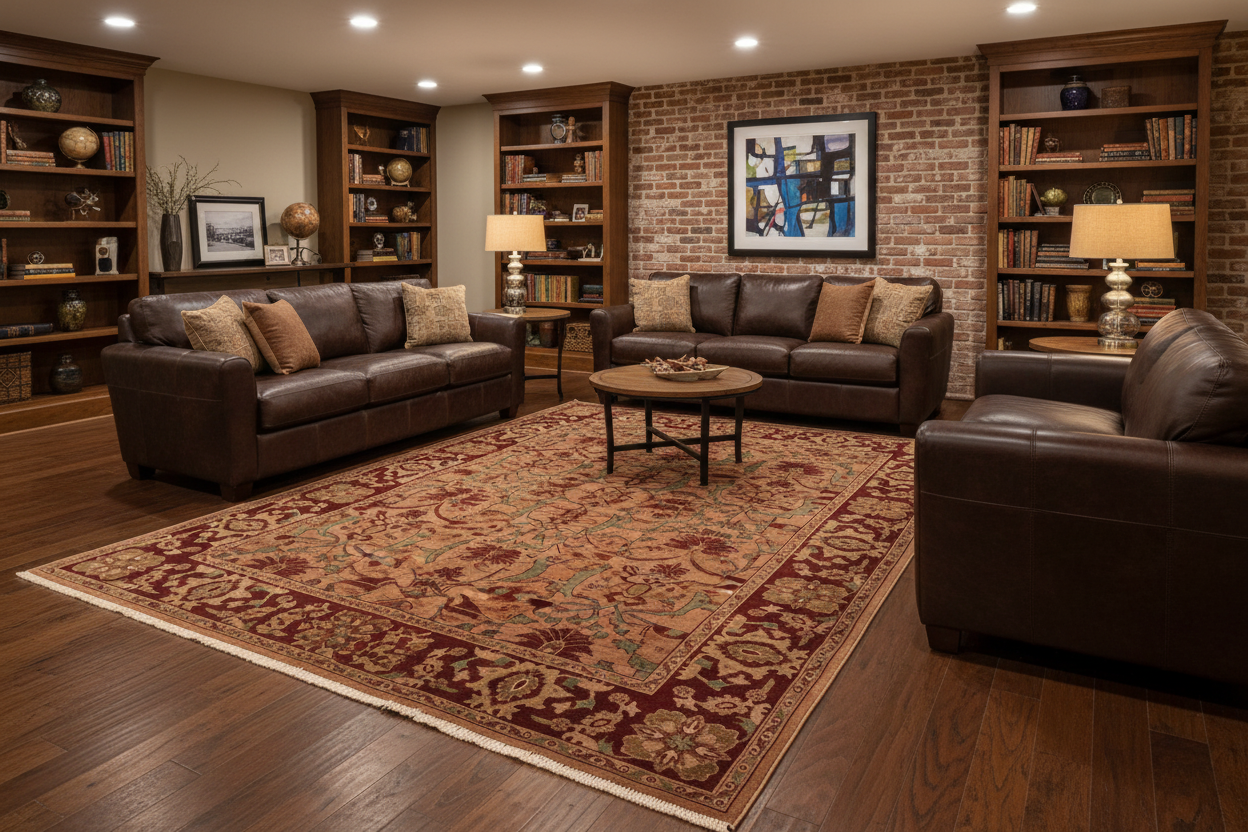 handmade Transitional  Lt. Brown Drk. Red Hand Knotted RECTANGLE 100% WOOL area rug 5x7