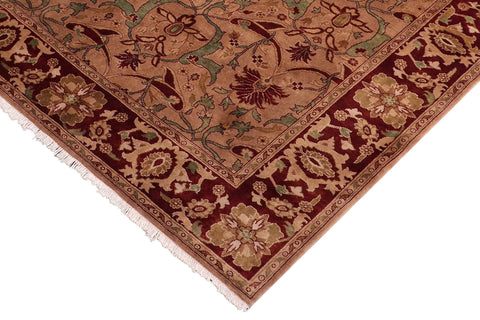 handmade Transitional  Lt. Brown Drk. Red Hand Knotted RECTANGLE 100% WOOL area rug 5x7