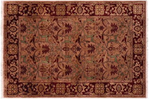 handmade Transitional  Lt. Brown Drk. Red Hand Knotted RECTANGLE 100% WOOL area rug 5x7