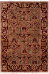 Traditional  Belva Lt. Brown Drk. Red Hand Knotted Area rugs 5 x 7
