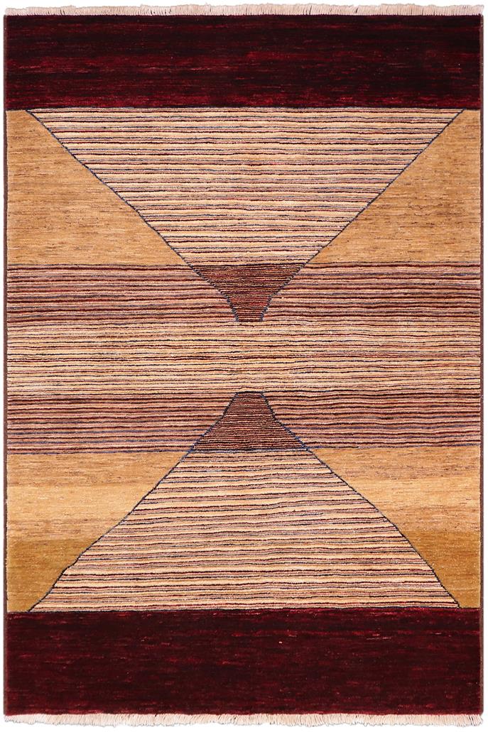 handmade Modern Gabbeh Red Brown Hand Knotted RECTANGLE 100% WOOL area rug 5  x 7 