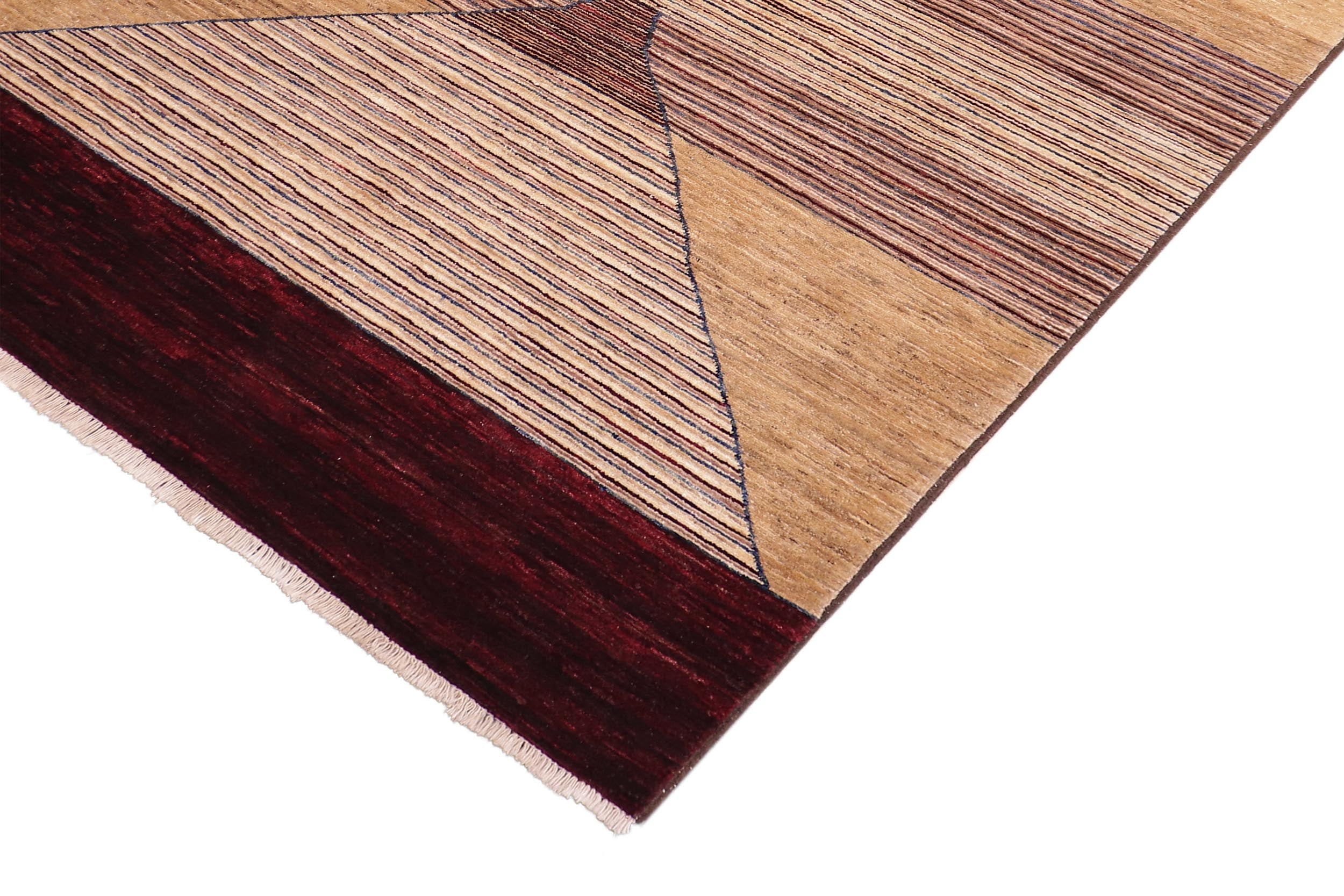 handmade Modern Gabbeh Red Brown Hand Knotted RECTANGLE 100% WOOL area rug 5' x 7'