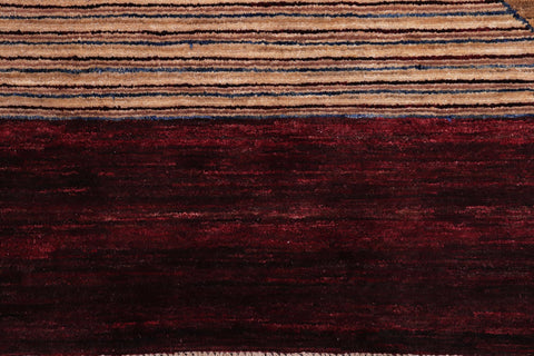 handmade Modern Gabbeh Red Brown Hand Knotted RECTANGLE 100% WOOL area rug 5' x 7'