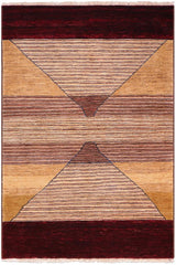 handmade Modern Gabbeh Red Brown Hand Knotted RECTANGLE 100% WOOL area rug 5  x 7 
