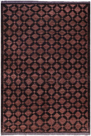 Shabby Chic Gabbeh Brenna Black/Brown Wool Rug - 5'1'' x 6'9''