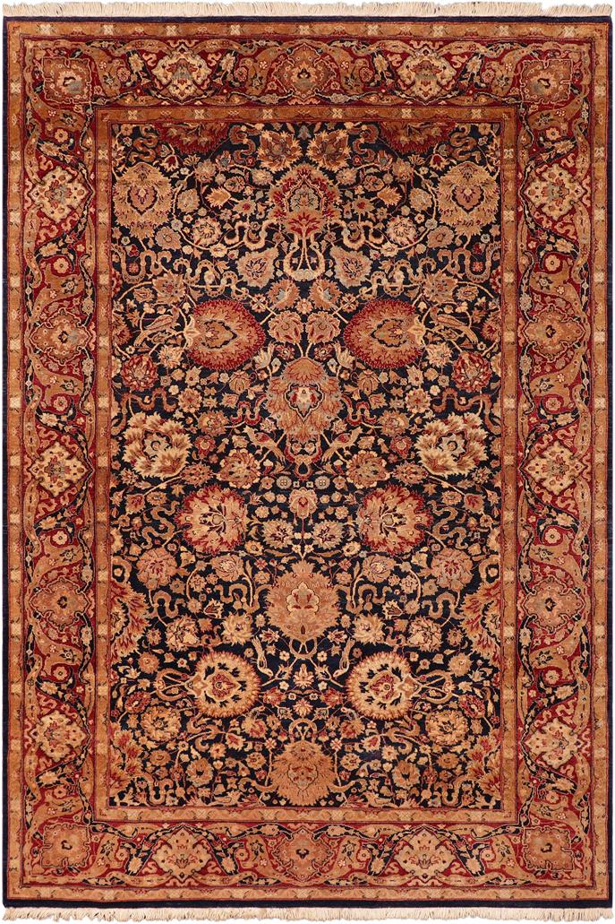 Traditional Anmol Agra Leigha Blue Red Hand Knotted Area rugs 5 x 7