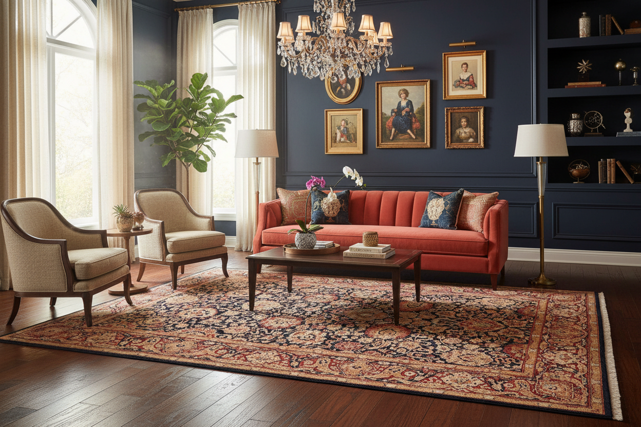 handmade Transitional Anmol Agra Blue Red Hand Knotted RECTANGLE 100% WOOL area rug 5x7