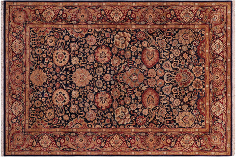 handmade Transitional Anmol Agra Blue Red Hand Knotted RECTANGLE 100% WOOL area rug 5x7