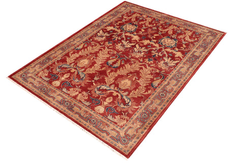 handmade Traditional Lahore Rust Tan Hand Knotted RECTANGLE 100% WOOL area rug 5' x 7'