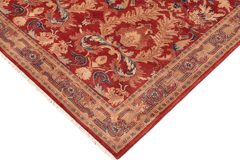 handmade Traditional Lahore Rust Tan Hand Knotted RECTANGLE 100% WOOL area rug 5' x 7'