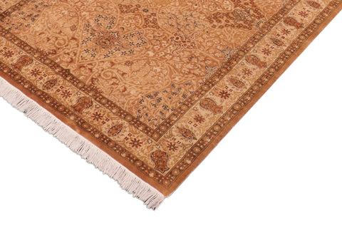 handmade Traditional New Wahid Gold Beige Hand Knotted RECTANGLE 100% WOOL area rug 5x7