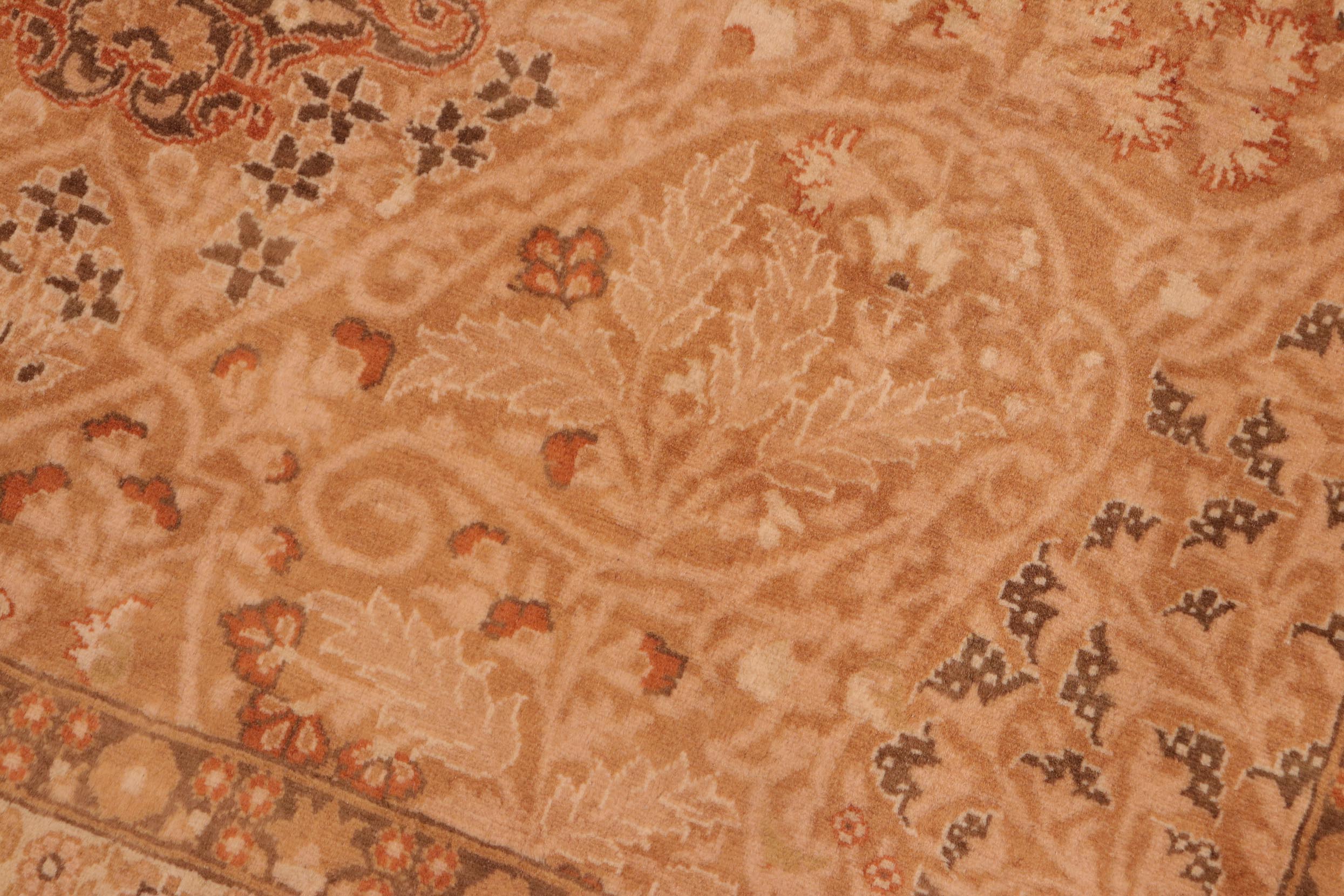 handmade Traditional New Wahid Gold Beige Hand Knotted RECTANGLE 100% WOOL area rug 5x7