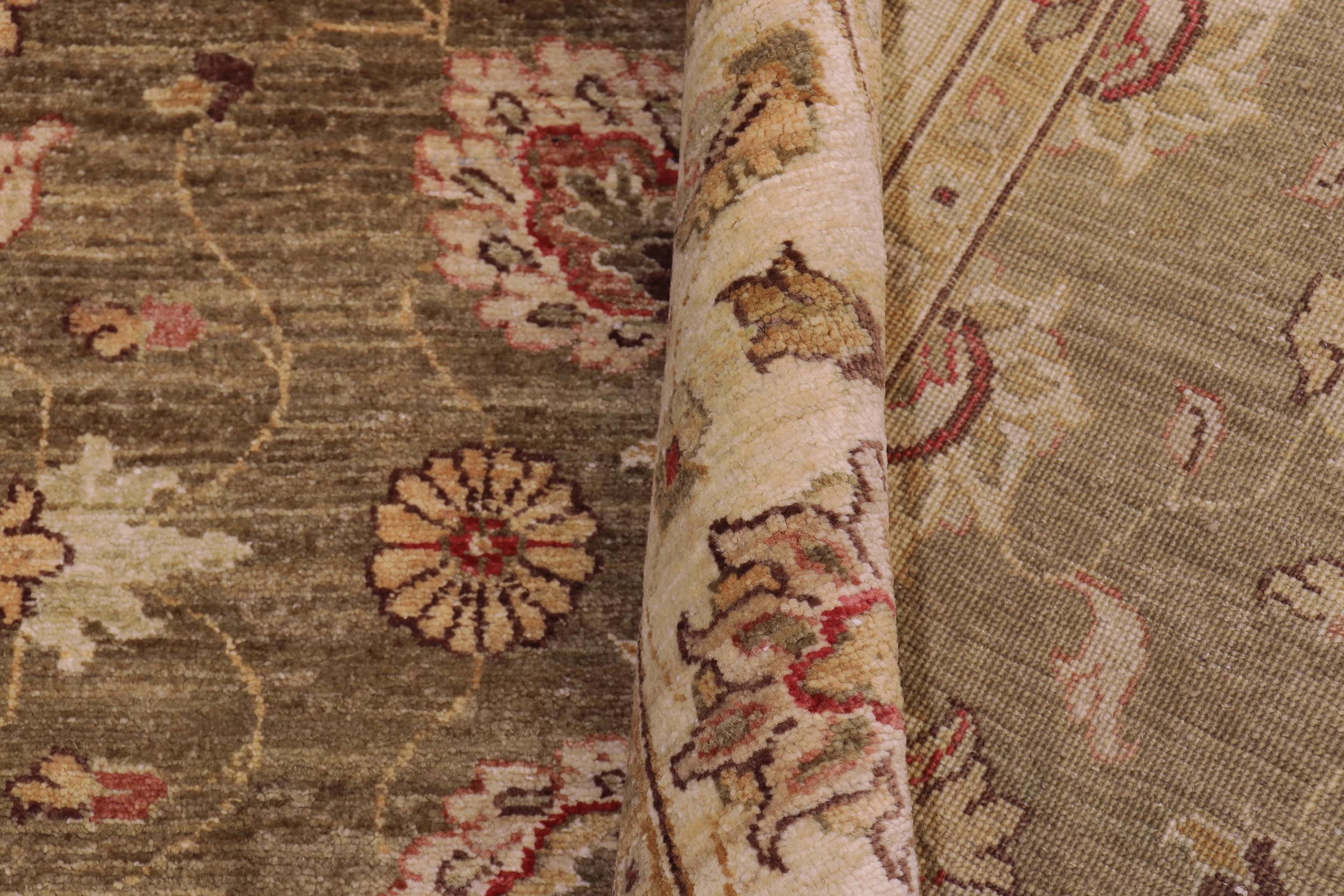 handmade Traditional Kafkaz Lt. Green Ivory Hand Knotted RECTANGLE 100% WOOL area rug 5x7