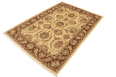 handmade Traditional Kafkaz Ivory Brown Hand Knotted RECTANGLE 100% WOOL area rug 5 x 7
