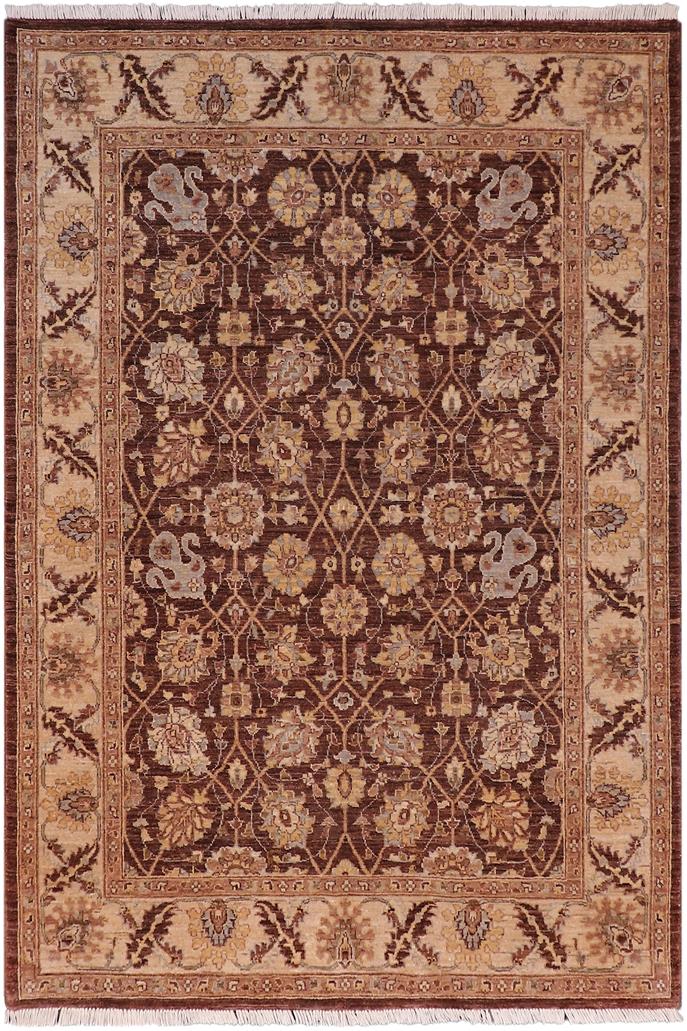 handmade Traditional Kafkaz Brown Tan Hand Knotted RECTANGLE 100% WOOL area rug 5 x 7