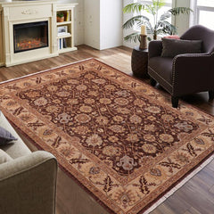 handmade Traditional Kafkaz Brown Tan Hand Knotted RECTANGLE 100% WOOL area rug 5 x 7