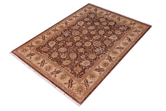 handmade Traditional Kafkaz Brown Tan Hand Knotted RECTANGLE 100% WOOL area rug 5 x 7