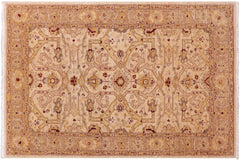 handmade Traditional Kafkaz Tan Gold Hand Knotted RECTANGLE 100% WOOL area rug 5x7