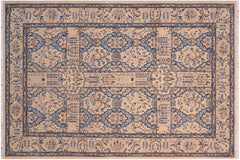 handmade Transitional Design Tan Teal Hand Knotted RECTANGLE 100% WOOL area rug 5' x 7'