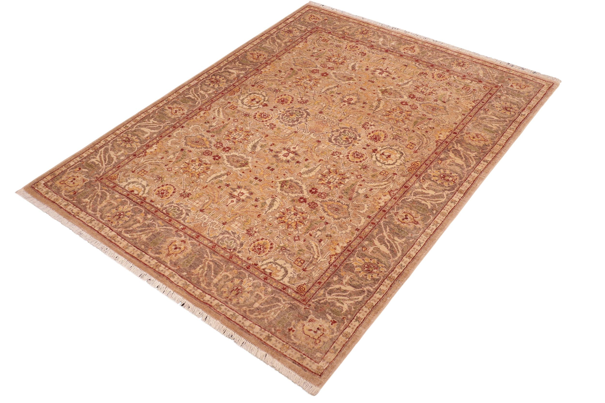 handmade Traditional Kafkaz Tan Lt. Brown Hand Knotted RECTANGLE 100% WOOL area rug 5x7